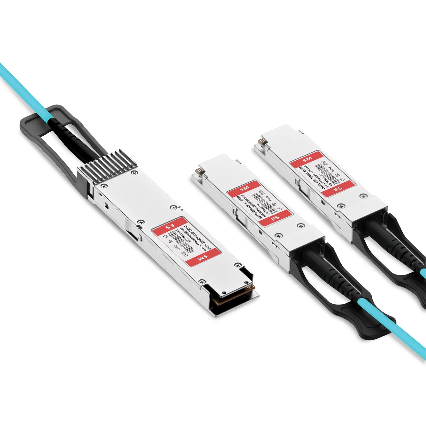5m (16ft) NVIDIA/Mellanox MFA7U10-H005-FLT Compatible 400G OSFP 8 x 50G PAM4 Flat Top to 2 x 200G QSFP56 4 x 50G PAM4 InfiniBand HDR Active Optical Breakout Cable for Quantum Switches and ConnectX-7 HCA