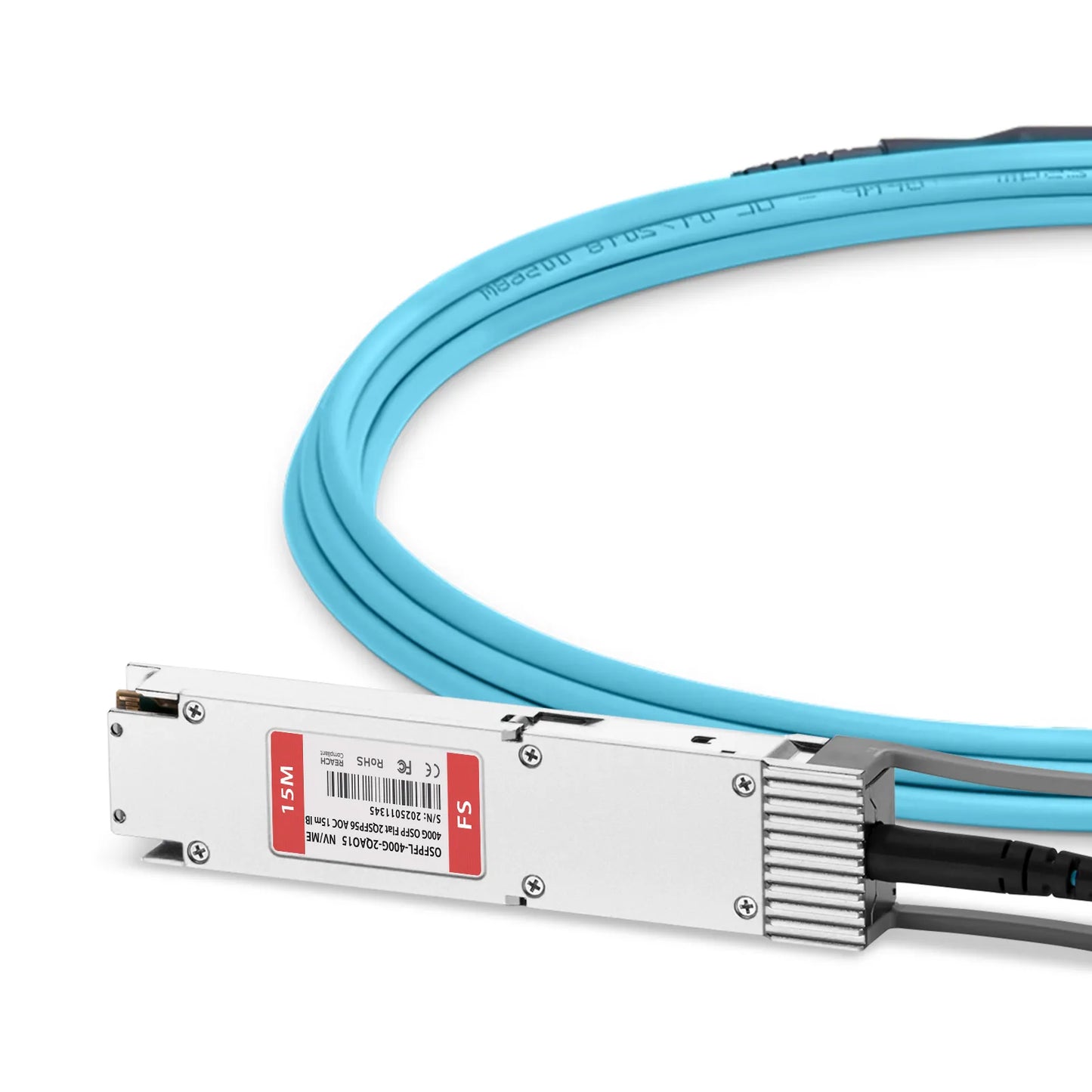 15m (49ft) NVIDIA/Mellanox MFA7U10-H015-FLT Compatible 400G OSFP 8 x 50G PAM4 Flat Top to 2 x 200G QSFP56 4 x 50G PAM4 InfiniBand HDR Active Optical Breakout Cable for Quantum Switches and ConnectX-7 HCA