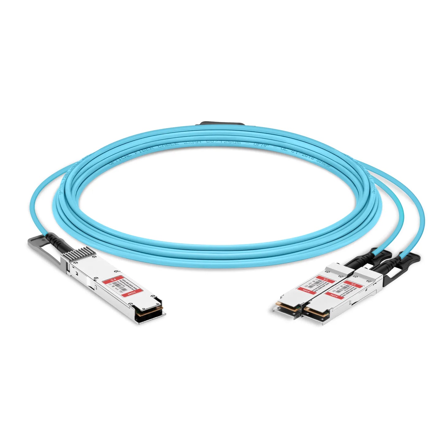 30m (98ft) NVIDIA/Mellanox MFA7U10-H030-FLT Compatible 400G OSFP 8 x 50G PAM4 Flat Top to 2 x 200G QSFP56 4 x 50G PAM4 InfiniBand HDR Active Optical Breakout Cable for Quantum Switches and ConnectX-7 HCA