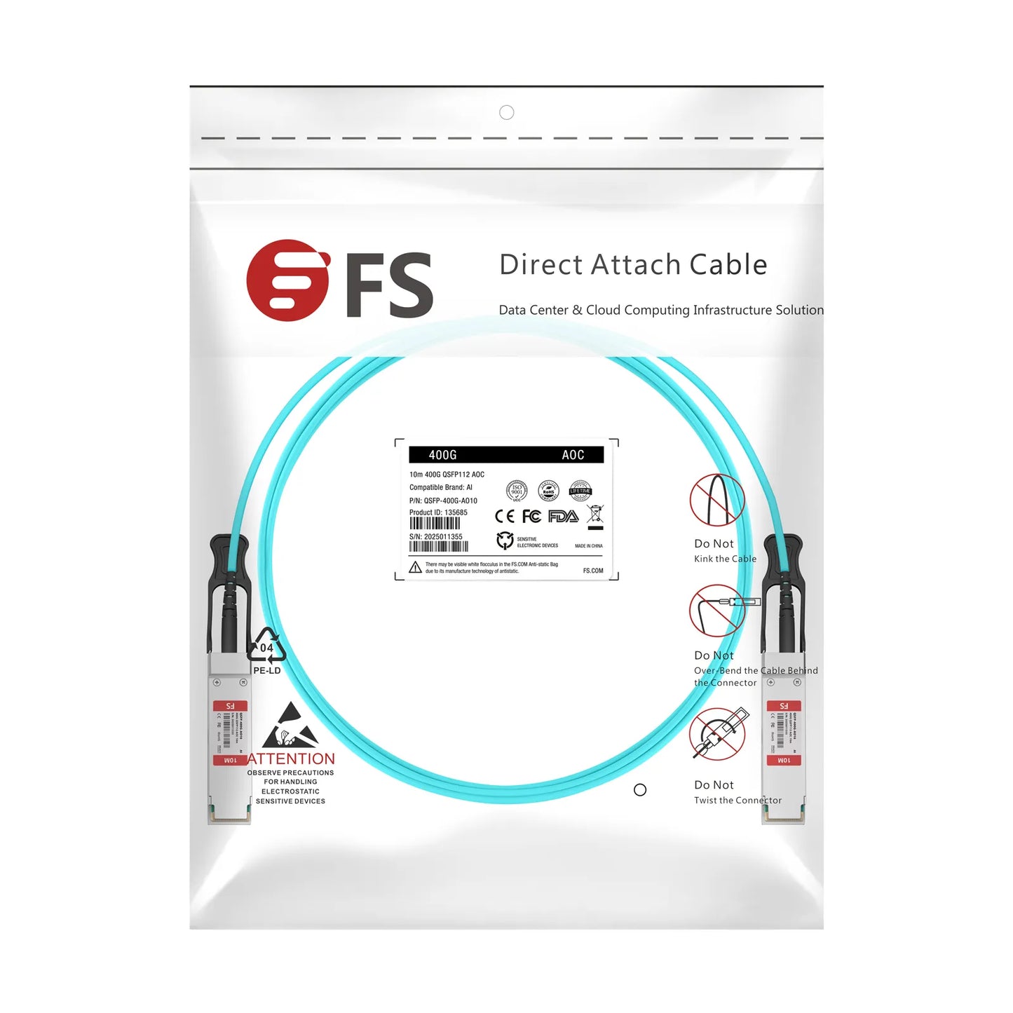 10m (33ft) Broadcom Compatible 400G QSFP112 4 x 100G PAM4 Active Optical Cable