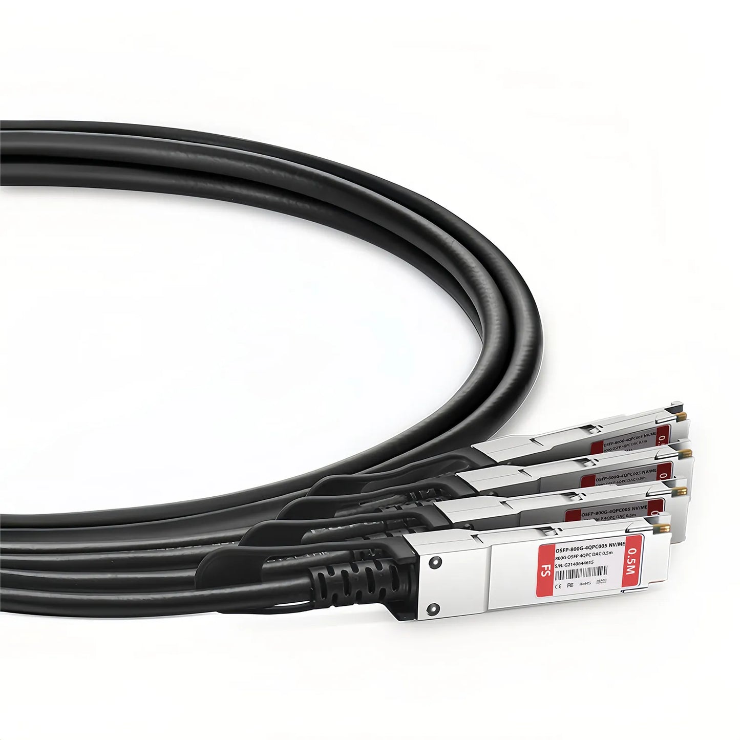 0.5m (2ft) NVIDIA/Mellanox MCP7Y40-N00A Compatible 800G Twin-port OSFP 8 x 100G PAM4 Finned Top to 4 x 200G QSFP112 2 x 100G PAM4 Ethernet Passive Direct Attach Copper Breakout Cable
