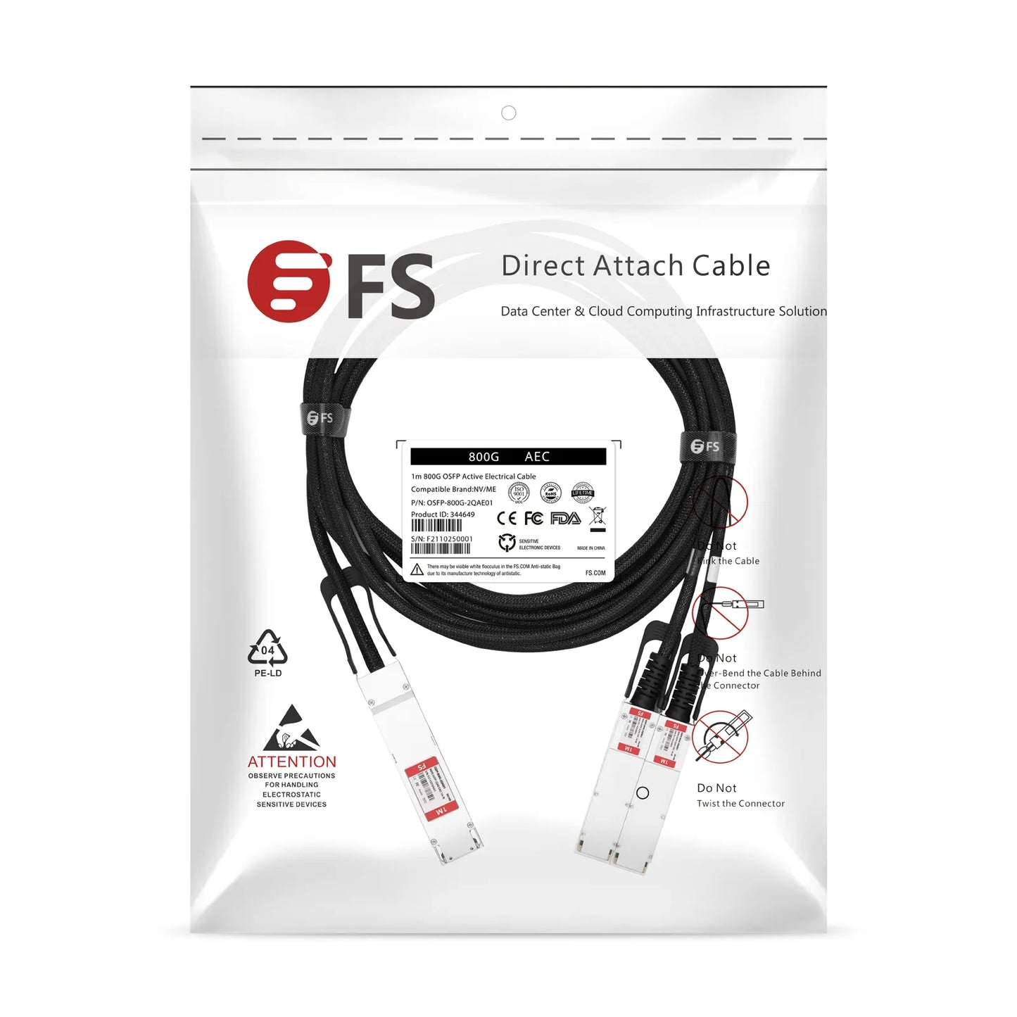 3m (10ft) NVIDIA/Mellanox Compatible 800G Twin-port OSFP 8 x 100G PAM4 Finned Top to 2 x 400G QSFP112 4 x 100G PAM4 InfiniBand NDR Active Electrical Breakout Cable for Quantum-2 Switches and ConnectX-7 HCA
