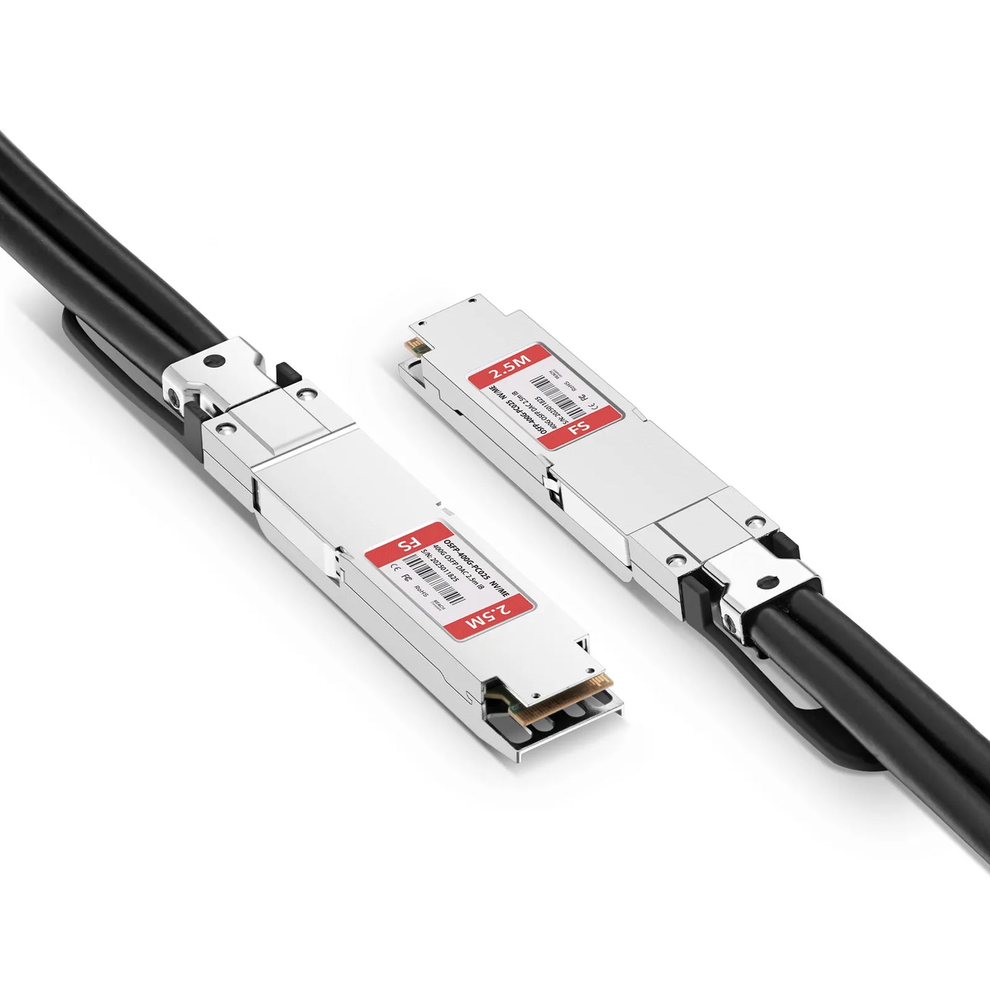 2.5m (8ft) NVIDIA/Mellanox Compatible 400G OSFP 8 x 50G PAM4 Finned Top InfiniBand HDR Passive Direct Attach Copper Twinax Cable