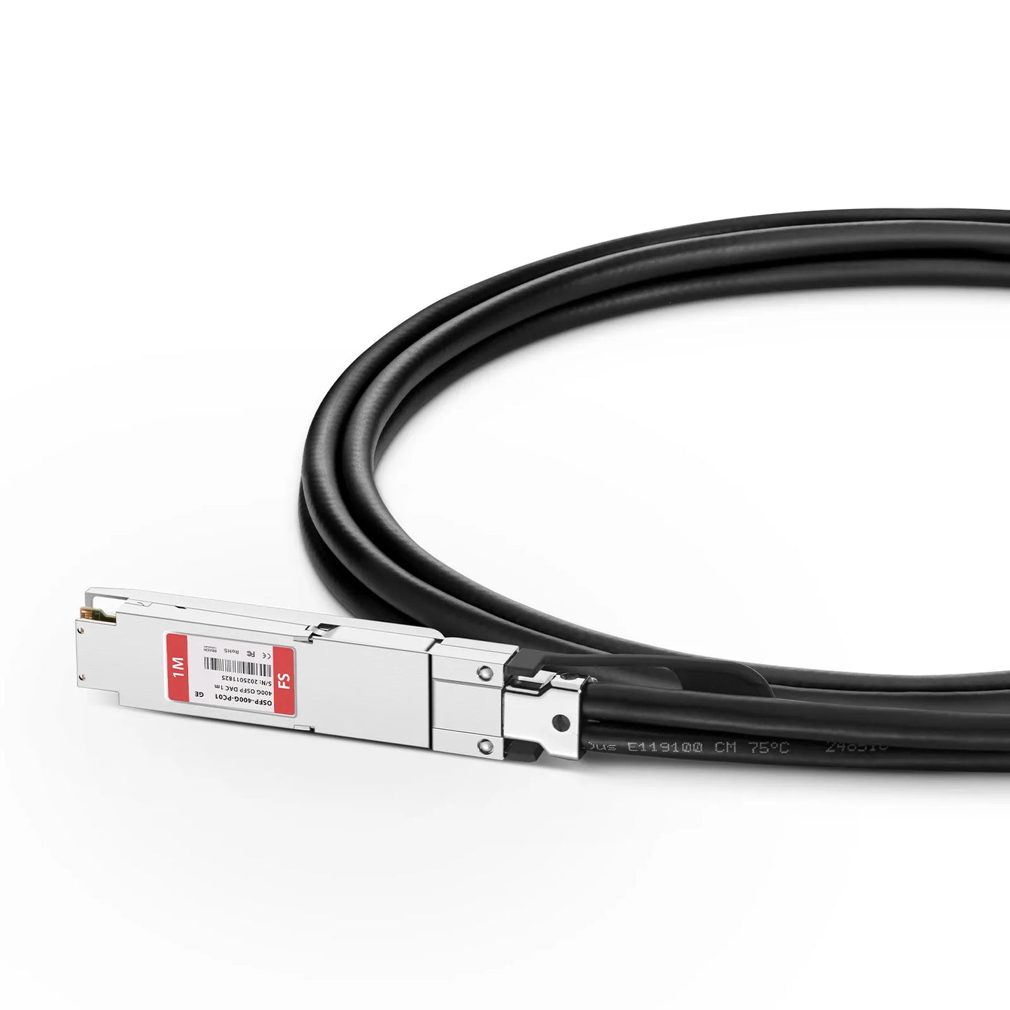 1m (3ft) Generic Compatible 400G OSFP 8 x 50G PAM4 Finned Top Passive Direct Attach Copper Twinax Cable