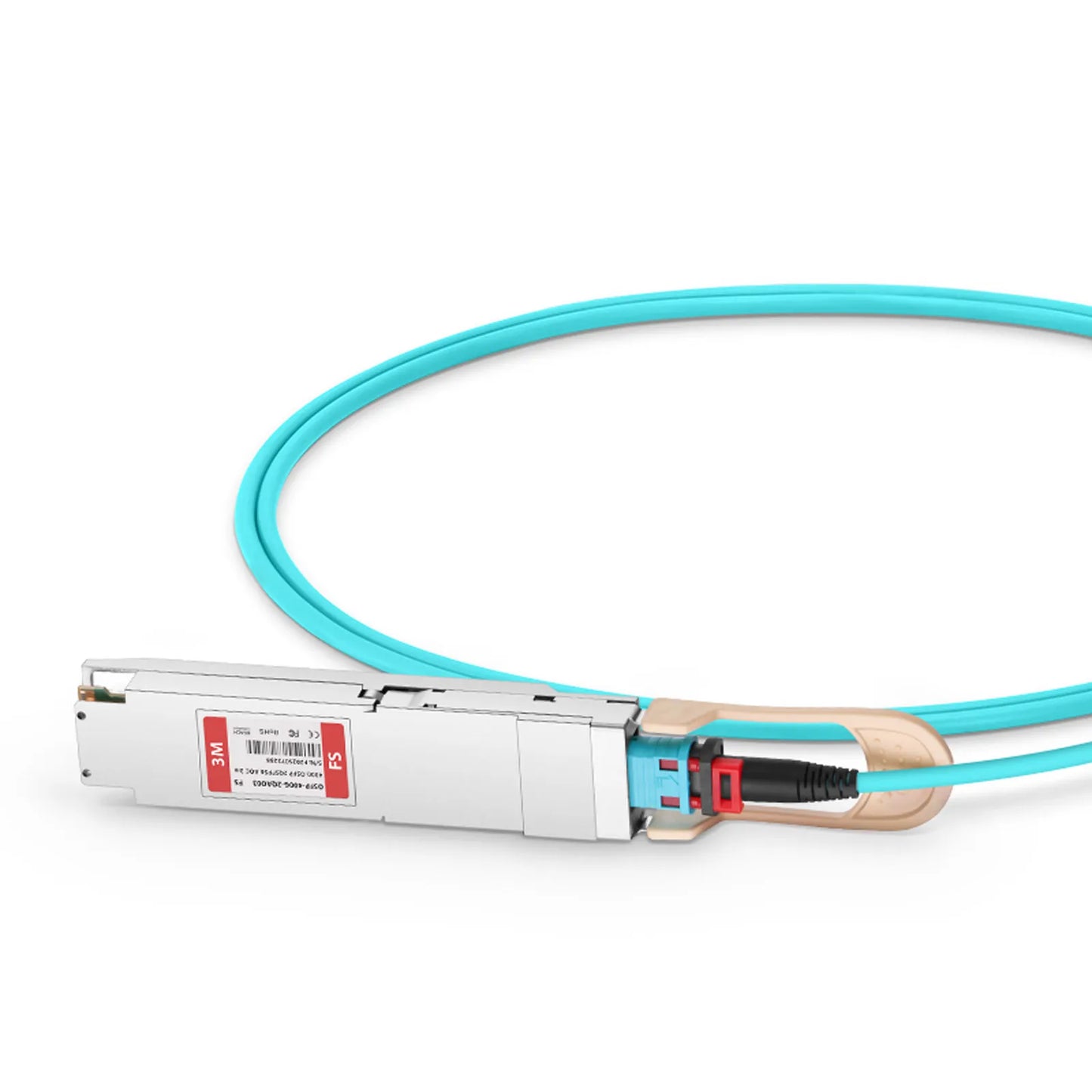 3m (10ft) 400G OSFP 8 x 50G PAM4 Finned Top to 2 x 200G QSFP56 4 x 50G PAM4 Active Optical Breakout Cable for FS Switches