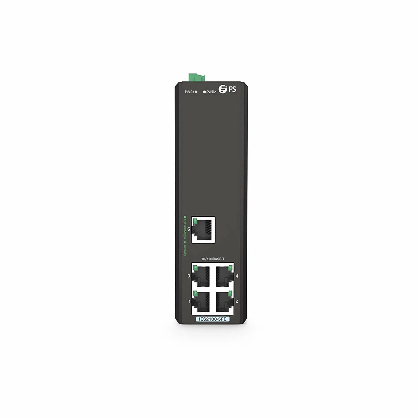 IES2100-5FE, 5-Port Fast Ethernet L2 Unmanaged Industrial Switch, 5 x 10/100BASE-T, -40 to 75°C Operating Temperature
