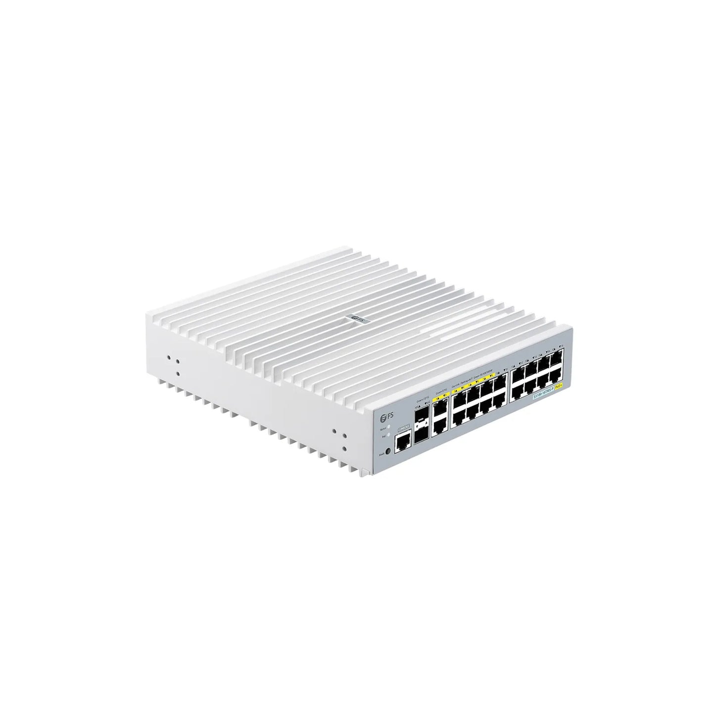 S3100-16TMS-P, 16-Port Gigabit Ethernet L2+ PoE+ Switch, 6 x PoE+ Ports, 2 x 5Gb PoE+ Ports@125W, 10 x 1Gb RJ45, with 2 x 10Gb SFP+ Uplinks, Broadcom Chip, Fanless
