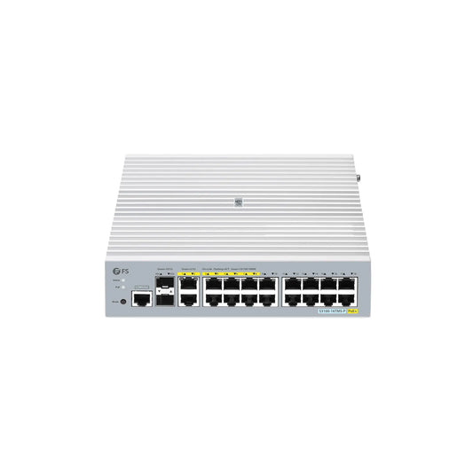 S3100-16TMS-P, 16-Port Gigabit Ethernet L2+ PoE+ Switch, 6 x PoE+ Ports, 2 x 5Gb PoE+ Ports@125W, 10 x 1Gb RJ45, with 2 x 10Gb SFP+ Uplinks, Broadcom Chip, Fanless