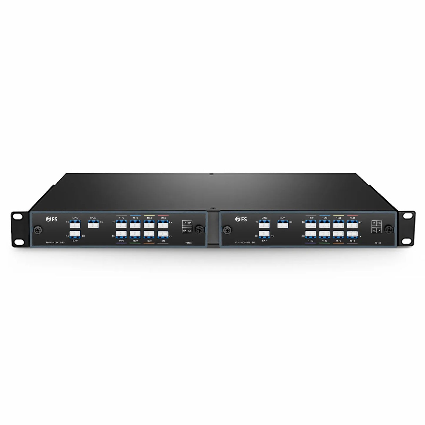 8 Channels CWDM Mux Demux, 1470-1610nm, with Monitor and Expansion Port, 2.0dB Typical IL, LC/UPC, Dual Fiber, FMU Plug-in Module