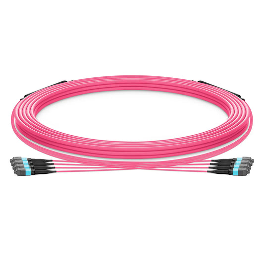30m (98ft) MTP® Trunk Cable, MTP®-12 UPC (Female) to MTP®-12 UPC (Female), 48 Fibers, Multimode (OM4), Plenum (OFNP), 0.20dB Max, Type A, Double Jacket, Magenta
