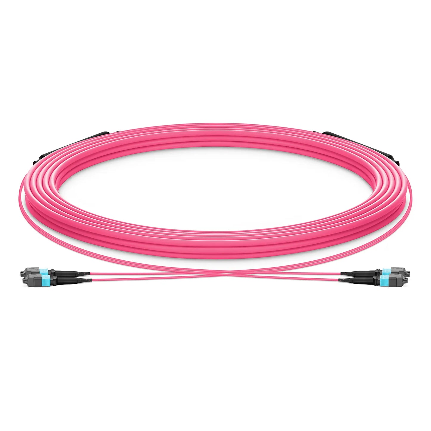 30m (98ft) MTP® Trunk Cable, MTP®-12 UPC (Male) to MTP®-12 UPC (Male), 24 Fibers, Multimode (OM4), Plenum (OFNP), 0.20dB Max, Type A, Double Jacket, Magenta