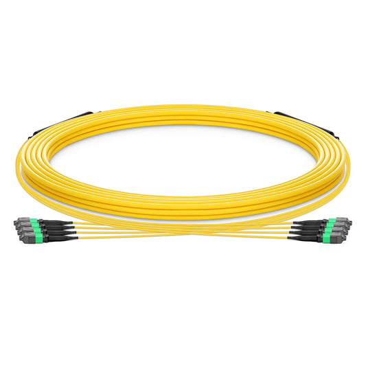 30m (98ft) MTP® Trunk Cable, MTP®-12 APC (Male) to MTP®-12 APC (Male), 48 Fibers, Single Mode (OS2), Plenum (OFNP), 0.35dB Max, Type B, Double Jacket, Yellow