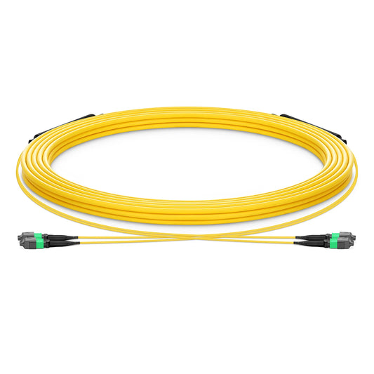 30m (98ft) MTP® Trunk Cable, MTP®-12 APC (Male) to MTP®-12 APC (Male), 24 Fibers, Single Mode (OS2), Plenum (OFNP), 0.35dB Max, Type B, Double Jacket, Yellow
