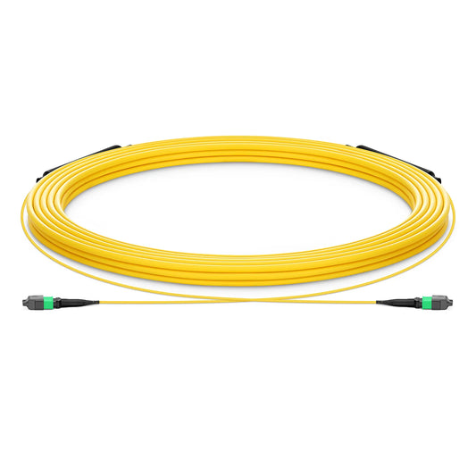 30m (98ft) MTP® Trunk Cable, MTP®-12 APC (Male) to MTP®-12 APC (Male), 12 Fibers, Single Mode (OS2), Plenum (OFNP), 0.35dB Max, Type B, Double Jacket, Yellow