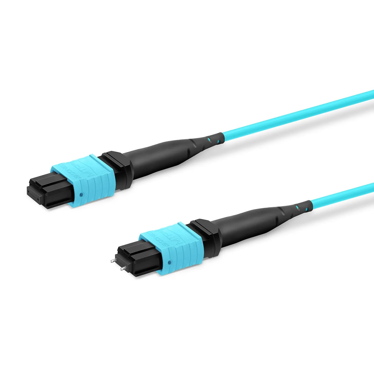 30m (98ft) MTP® Trunk Cable, MTP®-12 UPC (Male) to MTP®-12 UPC (Female), 48 Fibers, Multimode (OM3), Plenum (OFNP), 0.20dB Max, Type A, Double Jacket, Aqua