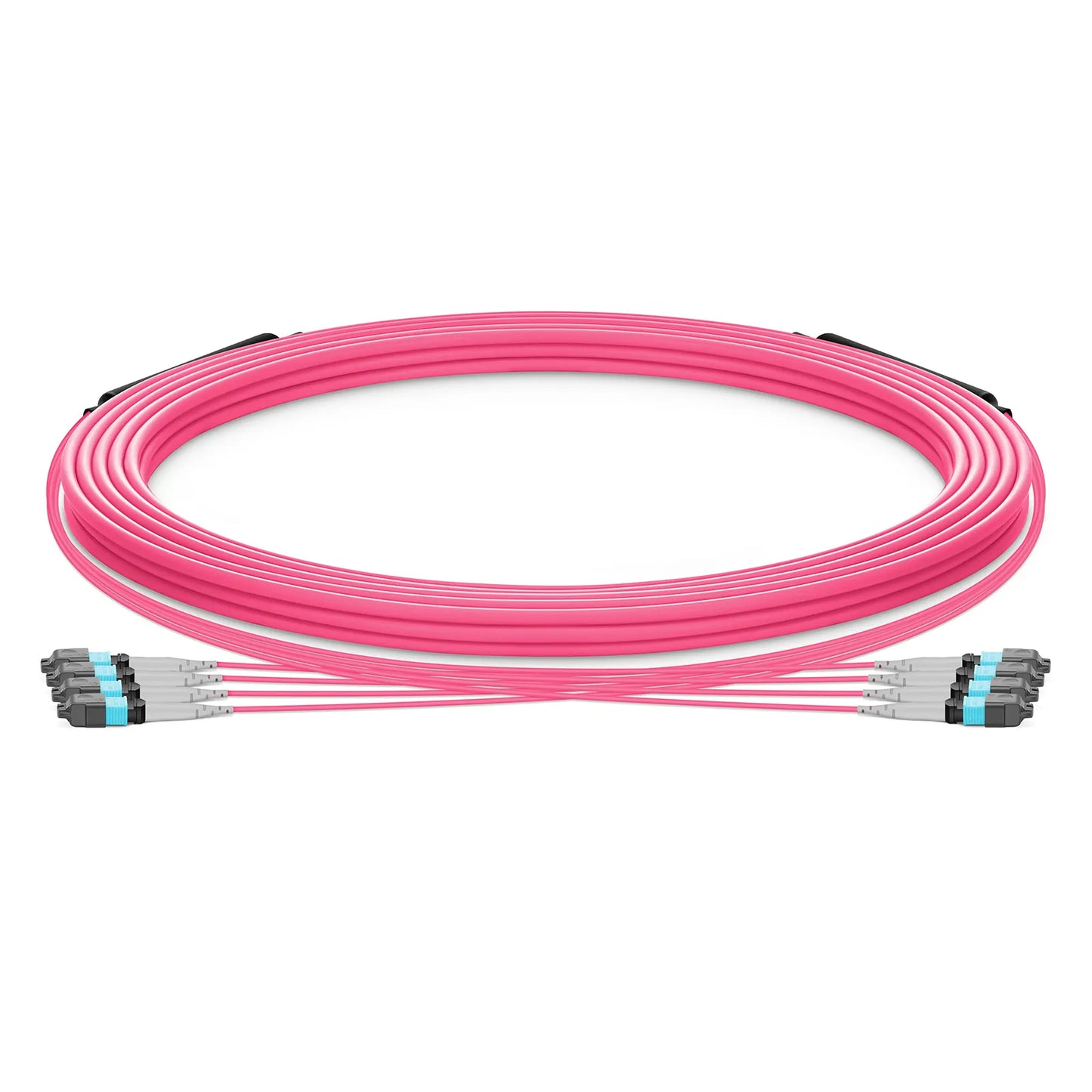 30m (98ft) MTP® Trunk Cable, MTP®-8 UPC (Female) to MTP®-8 UPC (Female), 32 Fibers, Multimode (OM4), Plenum (OFNP), 0.20dB Max, Type B, Double Jacket, Magenta