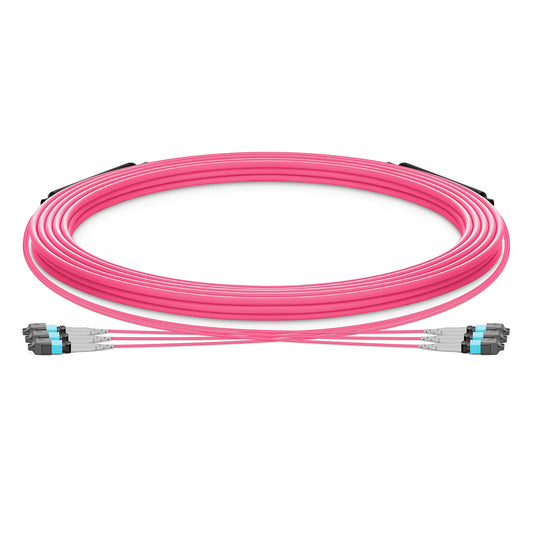 30m (98ft) MTP® Trunk Cable, MTP®-8 UPC (Female) to MTP®-8 UPC (Female), 24 Fibers, Multimode (OM4), Plenum (OFNP), 0.20dB Max, Type B, Double Jacket, Magenta