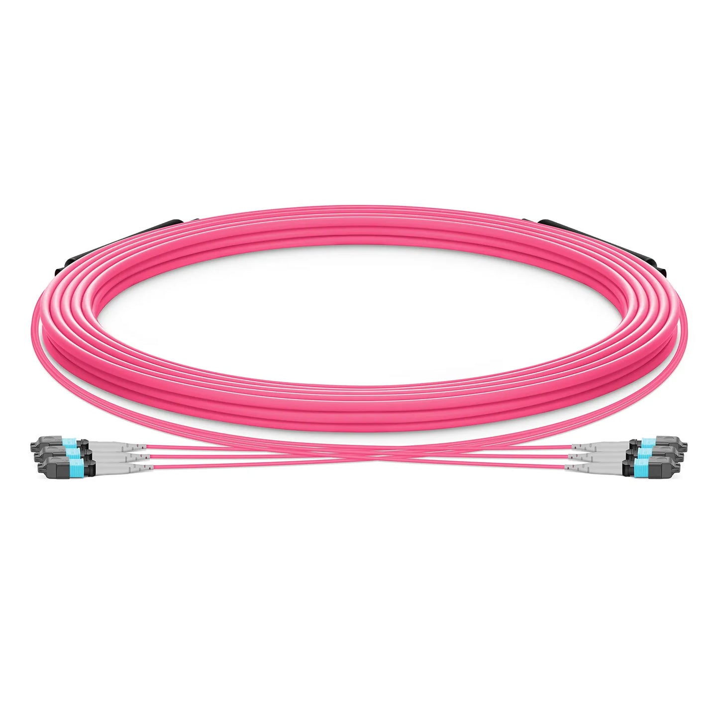 30m (98ft) MTP® Trunk Cable, MTP®-8 UPC (Female) to MTP®-8 UPC (Female), 24 Fibers, Multimode (OM4), Plenum (OFNP), 0.20dB Max, Type B, Double Jacket, Magenta