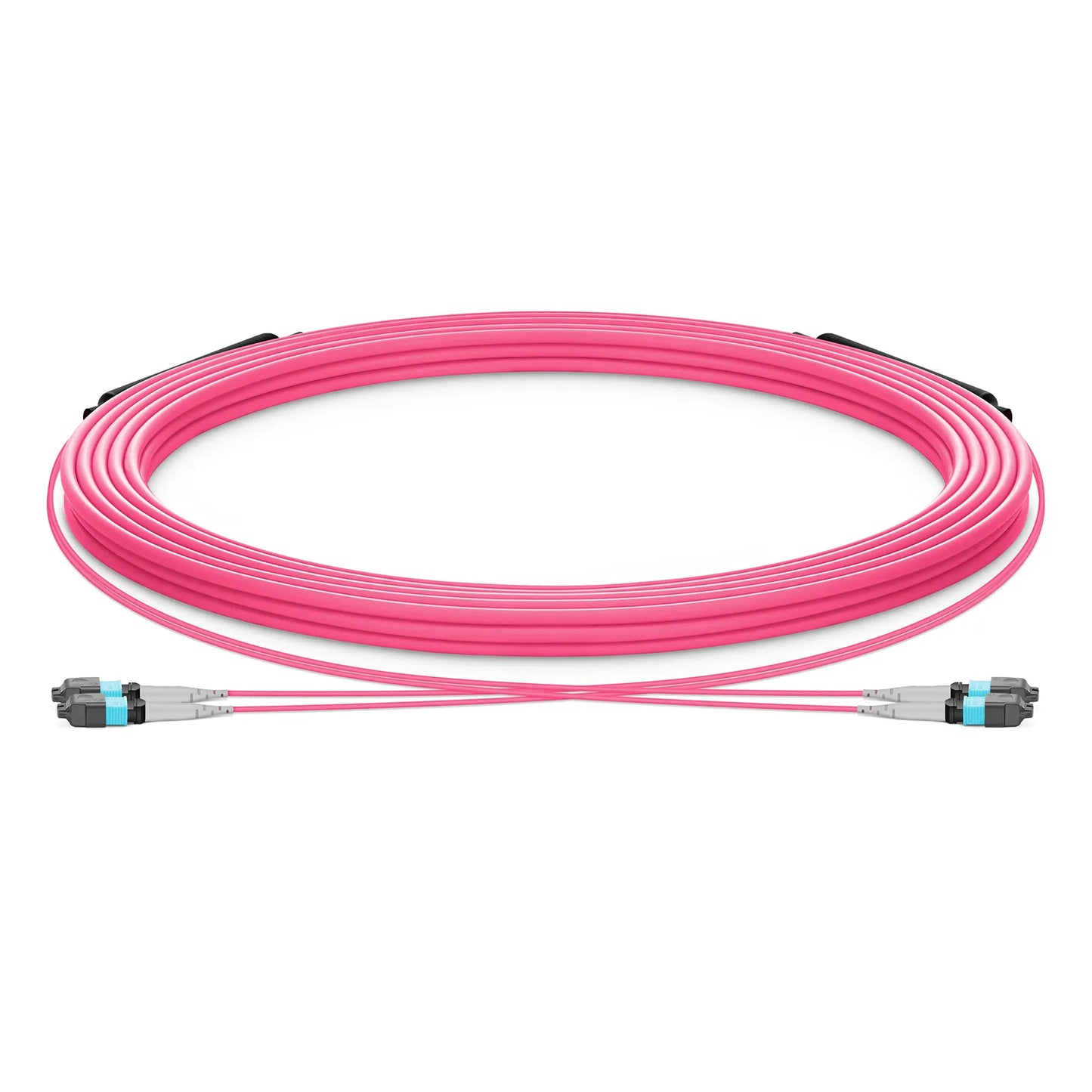 30m (98ft) MTP® Trunk Cable, MTP®-8 UPC (Female) to MTP®-8 UPC (Female), 16 Fibers, Multimode (OM4), Plenum (OFNP), 0.20dB Max, Type B, Double Jacket, Magenta