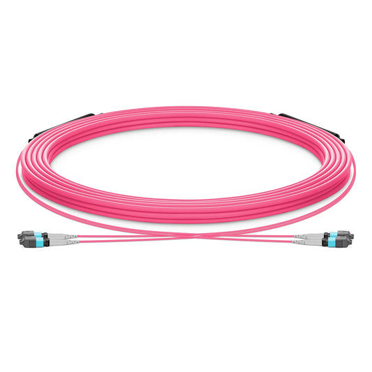 30m (98ft) MTP® Trunk Cable, MTP®-8 UPC (Female) to MTP®-8 UPC (Female), 16 Fibers, Multimode (OM4), Plenum (OFNP), 0.20dB Max, Type B, Double Jacket, Magenta