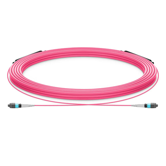 30m (98ft) MTP® Trunk Cable, MTP®-8 UPC (Female) to MTP®-8 UPC (Female), 8 Fibers, Multimode (OM4), Plenum (OFNP), 0.20dB Max, Type B, Double Jacket, Magenta