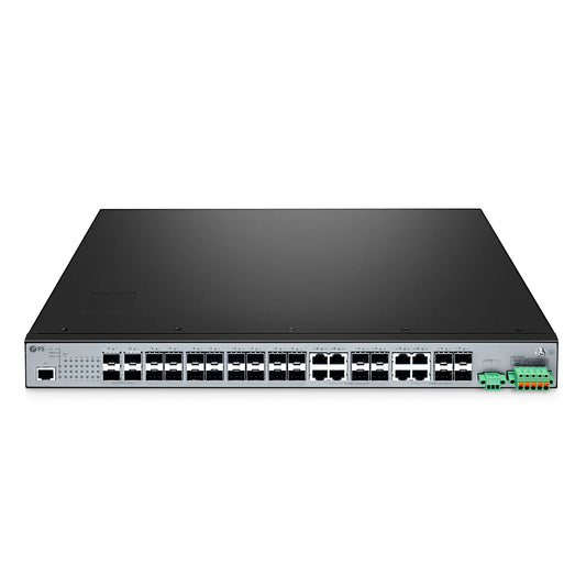 IES5100-24FS, 24-Port Gigabit Ethernet L2+ Managed Industrial Switch, 16 x 1Gb SFP, with 8 x 1Gb RJ45/SFP Combo and 4 x 10Gb SFP+, -40 to 85°C Operating Temperature