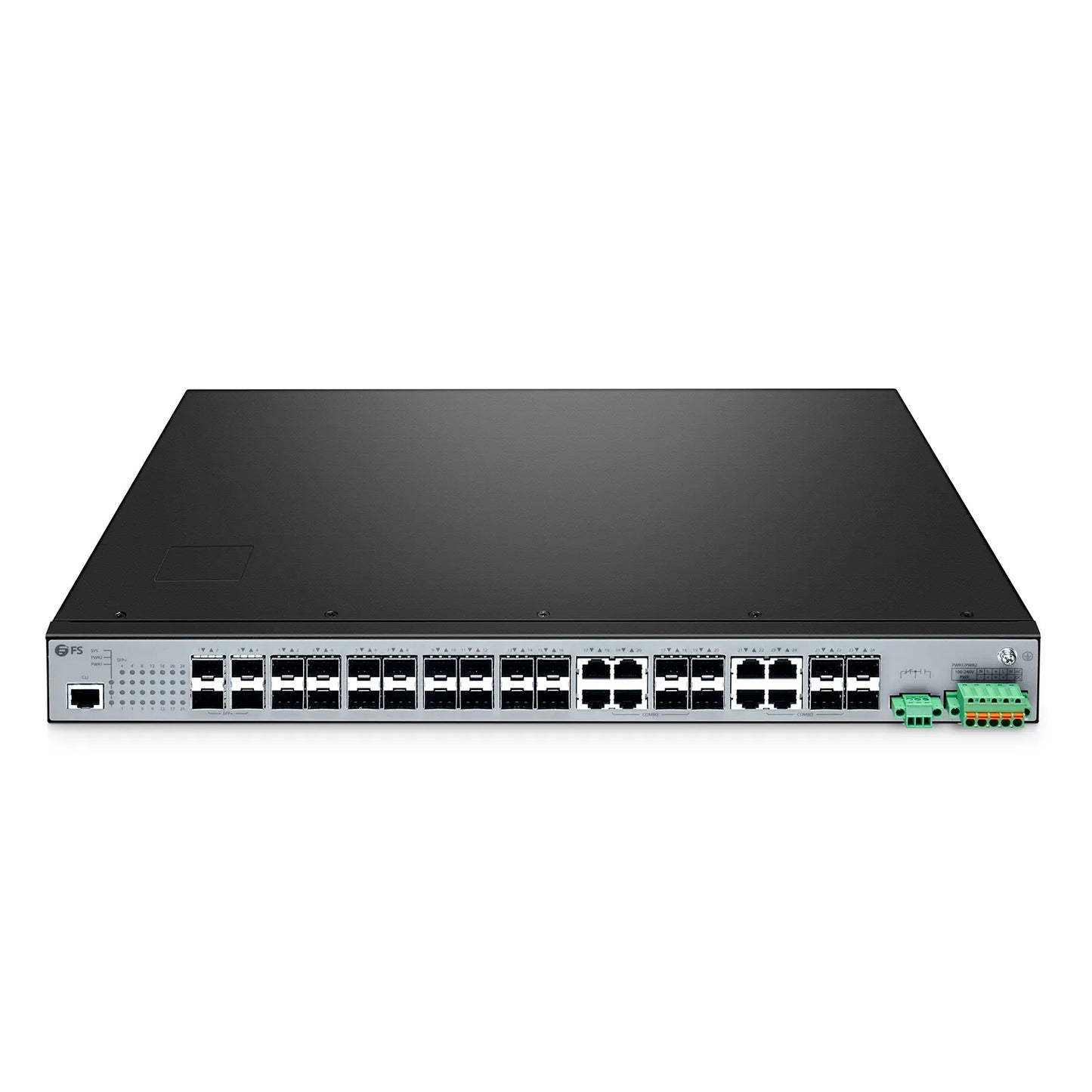IES5100-24FS, 24-Port Gigabit Ethernet L2+ Managed Industrial Switch, 16 x 1Gb SFP, with 8 x 1Gb RJ45/SFP Combo and 4 x 10Gb SFP+, -40 to 85°C Operating Temperature