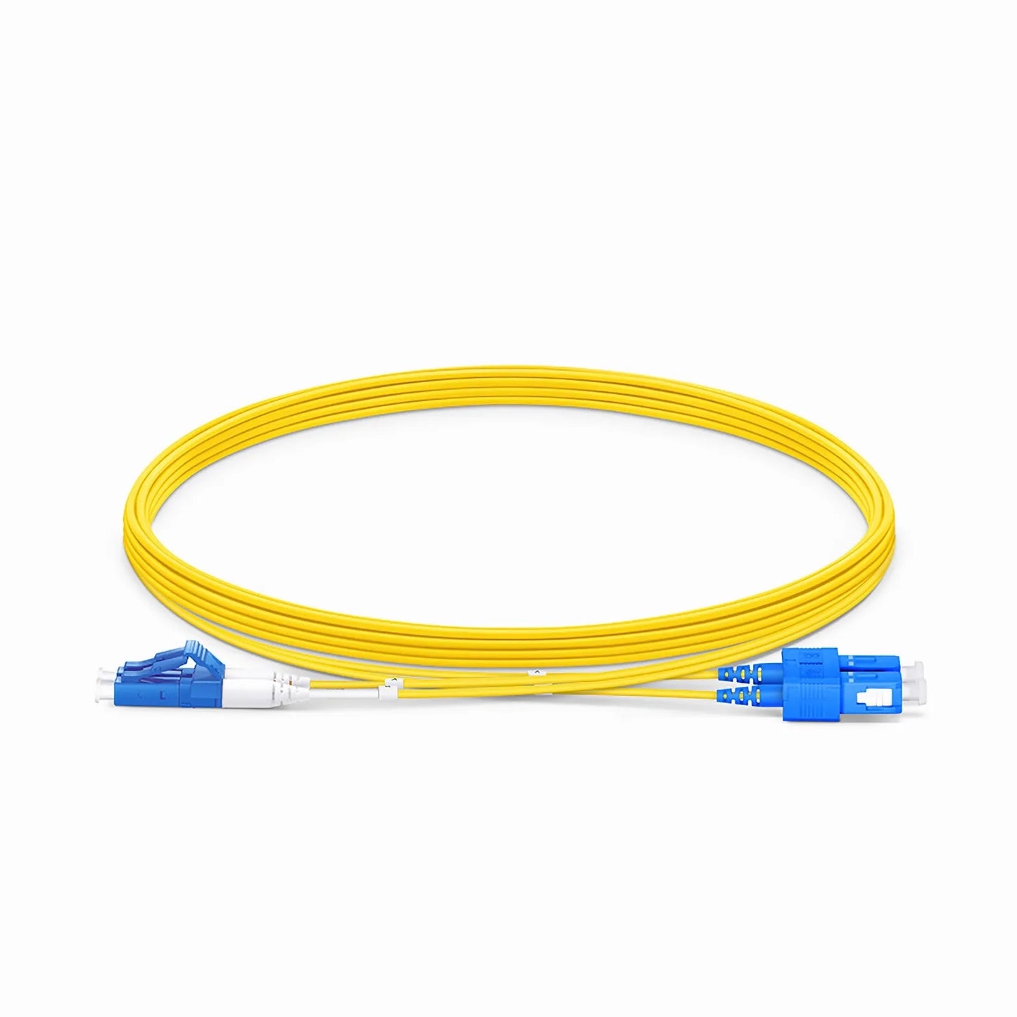 5m (16ft) Fiber Patch Cable, 2 Fibers, LC UPC Duplex to SC UPC Duplex, Single Mode (OS2), Riser (OFNR), 1.2mm, Tight-Buffered, Yellow