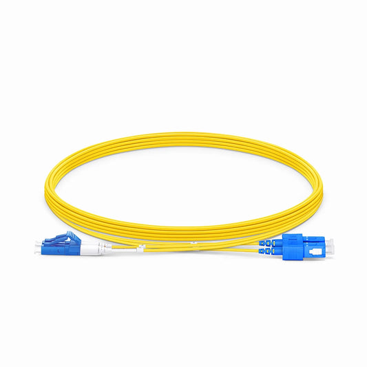 5m (16ft) Fiber Patch Cable, 2 Fibers, LC UPC Duplex to SC UPC Duplex, Single Mode (OS2), Riser (OFNR), 1.2mm, Tight-Buffered, Yellow