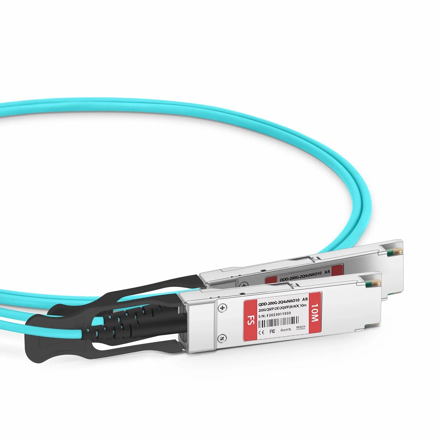 10m (33ft) HPE Aruba Networks Compatible 200G QSFP-DD 8 x 25G NRZ to 2 x 100G QSFP28 4 x 25G NRZ Active Optical Breakout Cable