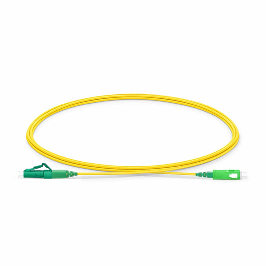 2m (7ft) Fiber Patch Cable, 1 Fiber, LC APC Simplex to SC APC Simplex, Single Mode (OS2), Riser (OFNR), 1.2mm, Tight-Buffered, Yellow