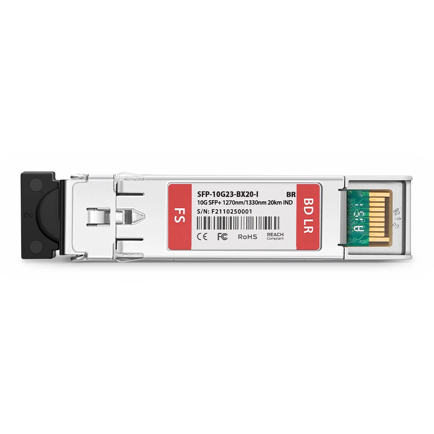 Brocade 10G-SFPP-BXU-20K-I Compatible 10GBASE-BX20-U BiDi SFP+ 1270nm-TX/1330nm-RX 20km DOM Simplex LC/UPC SMF Optical Transceiver Module (Industrial)