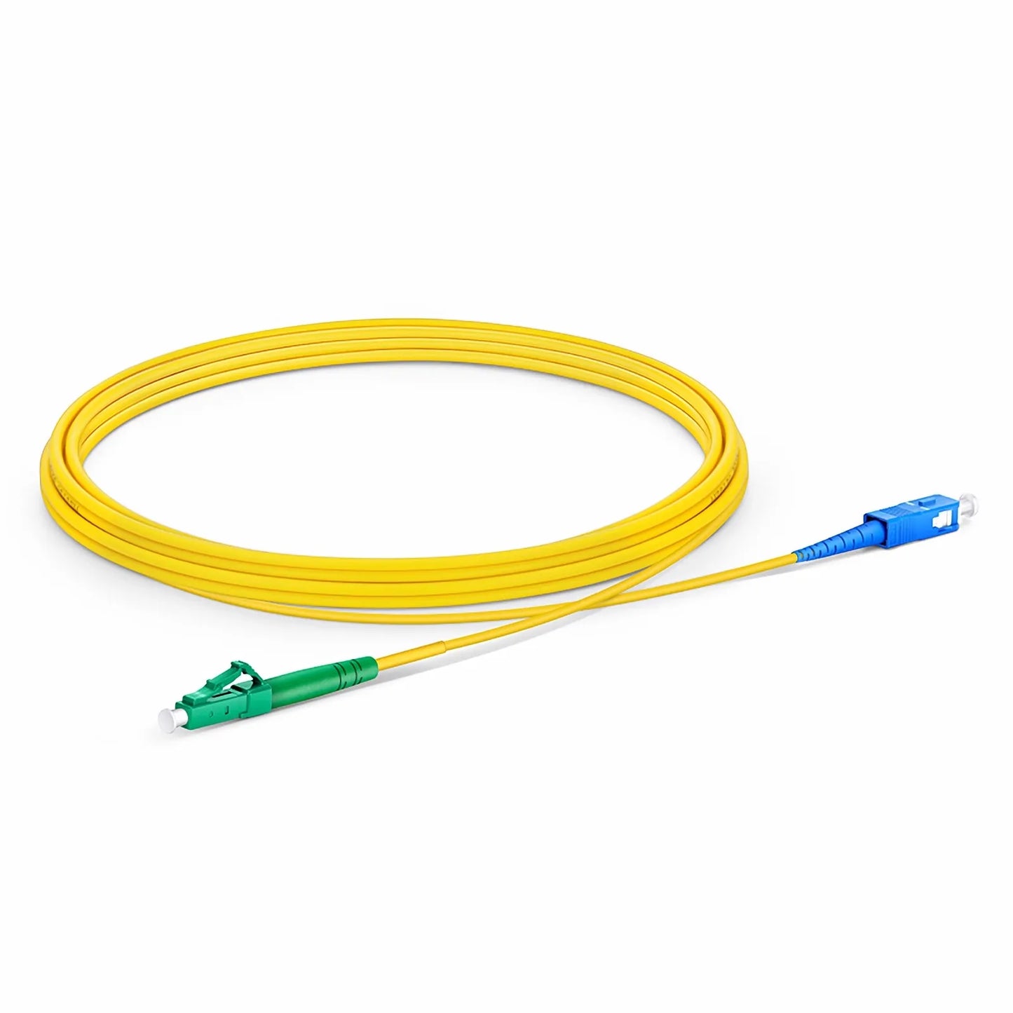 3m (10ft) Fiber Patch Cable, 1 Fiber, LC APC Simplex to SC UPC Simplex, Single Mode (OS2), Riser (OFNR), 2.0mm, Tight-Buffered, Yellow