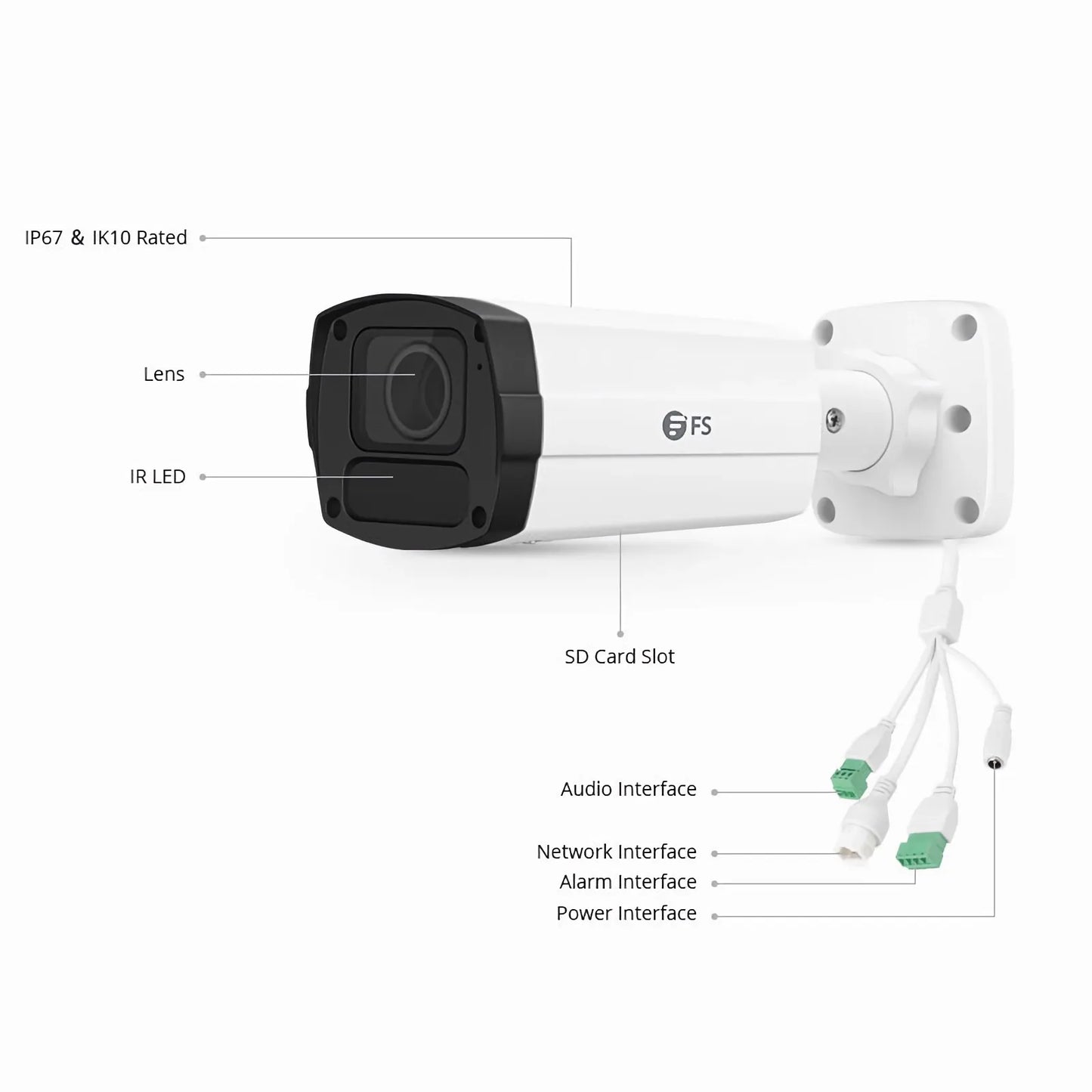 IPC304-8M-B Bullet Camera, with 2.8 ~ 12mm Varifocal Lens, 8MP Resolution, Built-in Mic, 164ft Night Vision, Smart Intrusion Prevention, IP67 & IK10 PoE Network Camera