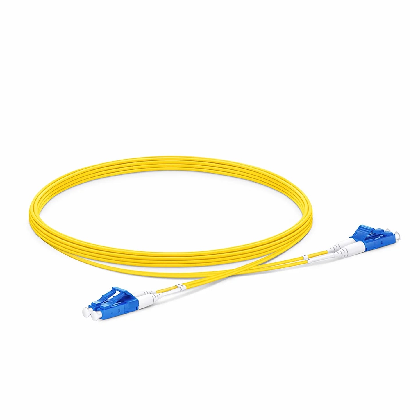 5m (16ft) Fiber Patch Cable, 2 Fibers, LC UPC Duplex to LC UPC Duplex, Single Mode (OS2), Riser (OFNR), 1.2mm, Tight-Buffered, Yellow