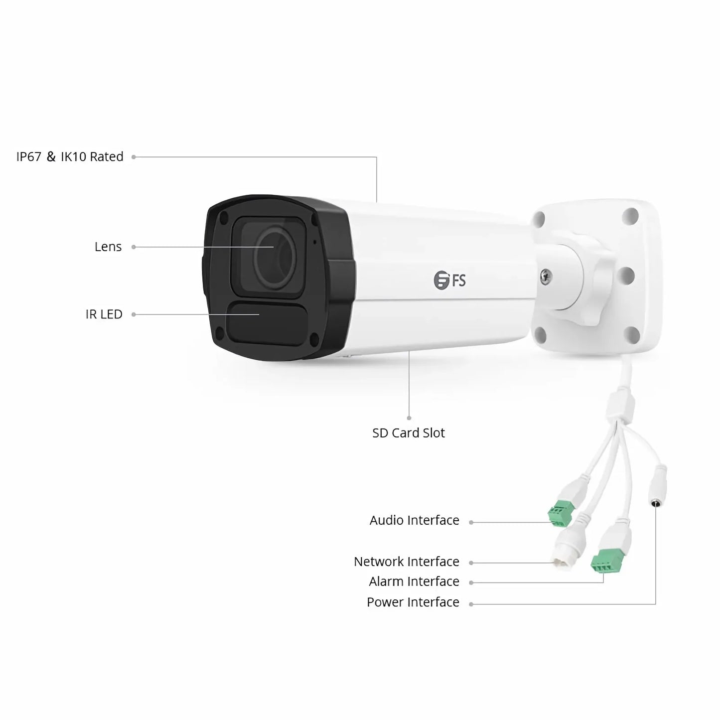 IPC305-2M-B Bullet Camera, with 2.7 ~ 13.5mm Varifocal Lens, 2MP MP Resolution, Built-in Mic, 164ft Night Vision, Smart Intrusion Prevention, IP67 & IK10 PoE Network Camera