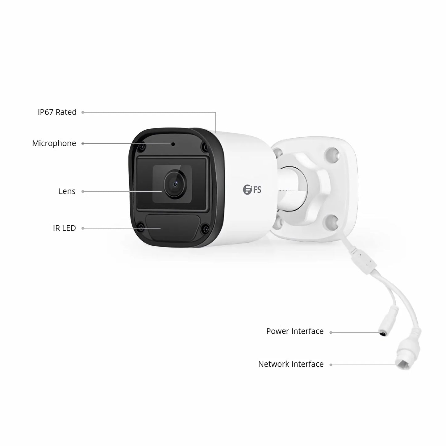 IPC101-2M-B, Full HD 2MP Bullet Network Camera with Built-in Mic, 98ft Night Vision, IP67 Weatherproof PoE Network Camera with Fixed 2.8mm Lens