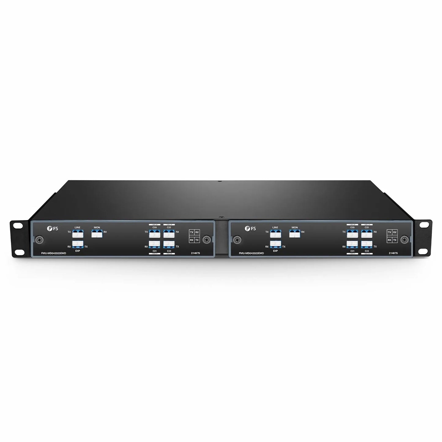 4 Channels DWDM Mux Demux, 100GHz C20-C23, with Monitor and Expansion Port, 1.6dB Typical IL, LC/UPC, Dual Fiber, FMU Plug-in Module