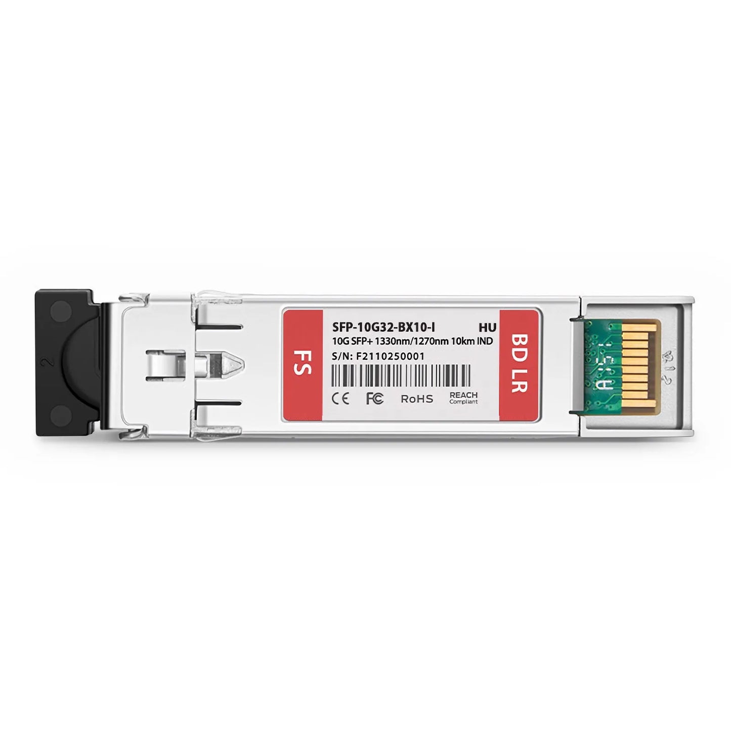 HW 02310QDT Compatible 10GBASE-BX10-D BiDi SFP+ 1330nm-TX/1270nm-RX 10km DOM Simplex LC/UPC SMF Optical Transceiver Module (Industrial)