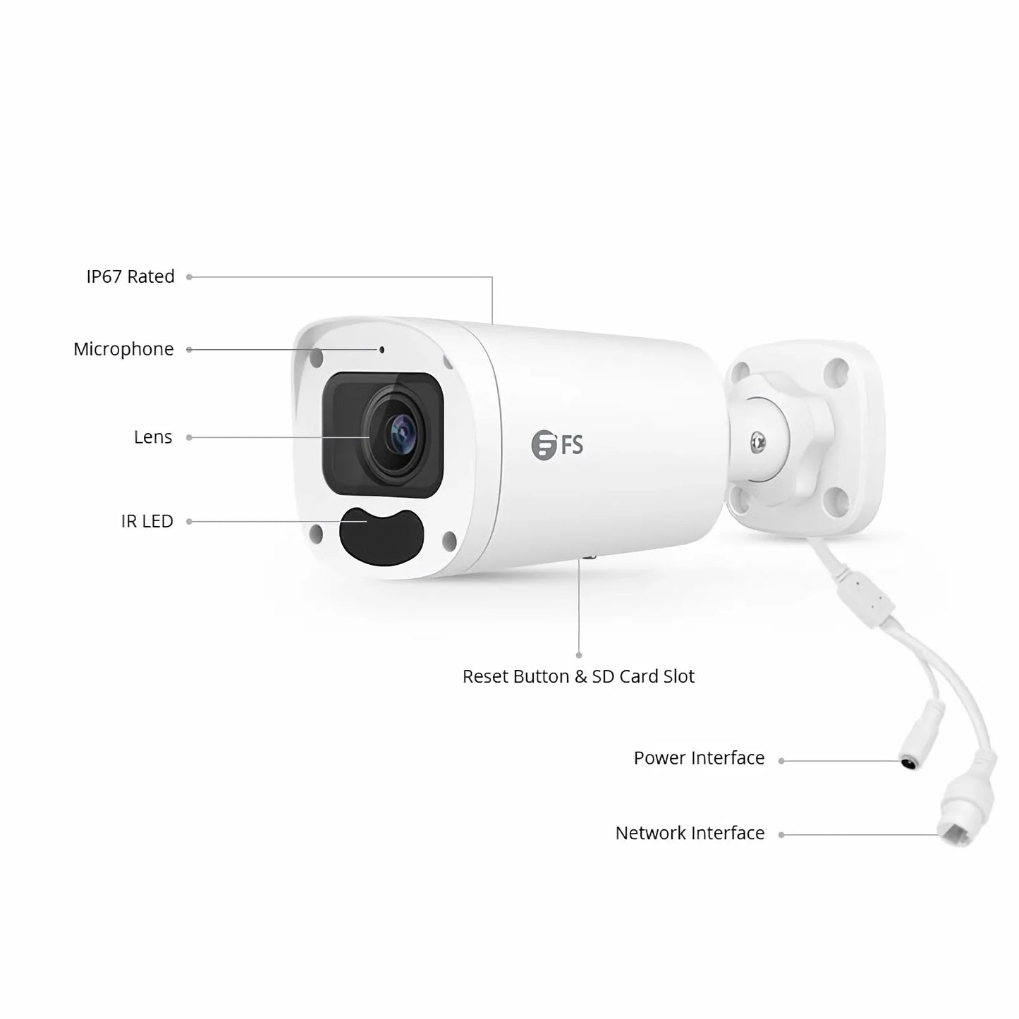 IPC104-2M-B, Full HD 2MP Bullet Network Camera with Build-in Mic, 164ft Night Vision, IP67 Weatherproof PoE Network Camera with Varifocal 2.8-12mm Lens