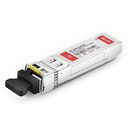 10GBASE-BX BiDi SFP+ 1550nm-TX/1490nm-RX 100km DOM Simplex LC/UPC SMF Optical Transceiver Module for FS Switches