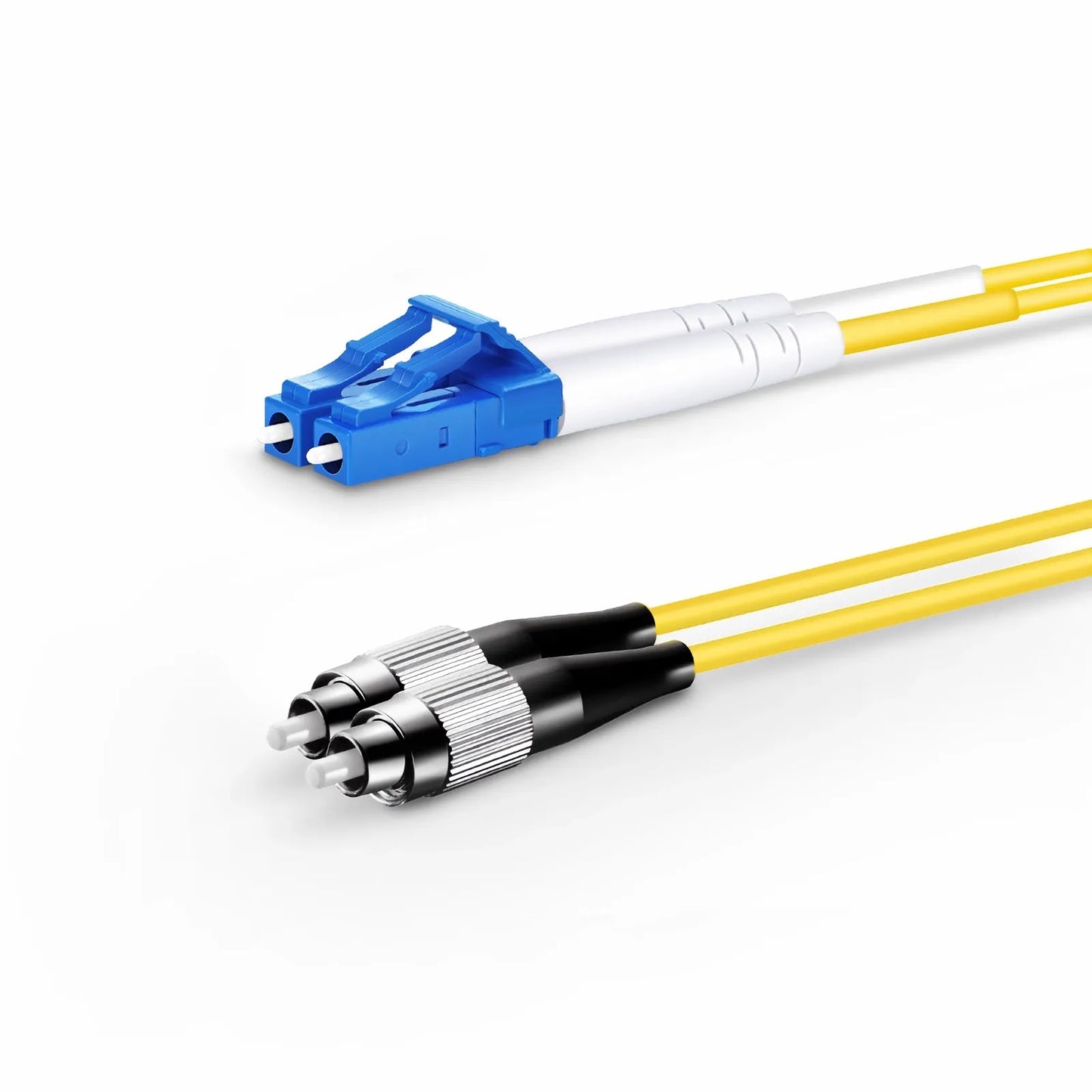 2m (7ft) Fiber Patch Cable, 2 Fibers, LC UPC Duplex to FC UPC, Single Mode (OS2), Riser (OFNR), 2.0mm, Tight-Buffered, Yellow