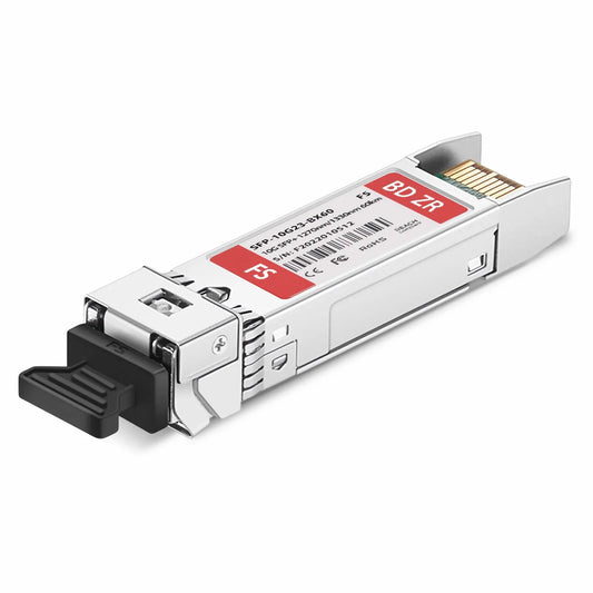 10GBASE-BX BiDi SFP+ 1270nm-TX/1330nm-RX 60km DOM Simplex LC/UPC SMF Optical Transceiver Module for FS Switches
