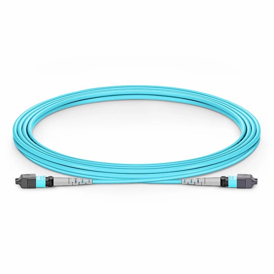 3m (10ft) MTP® Jumper, MTP®-8 UPC (Female) to MTP®-8 UPC (Female), 8 Fibers, Multimode (OM3), Plenum (OFNP), 0.35dB Max, Type B, Aqua
