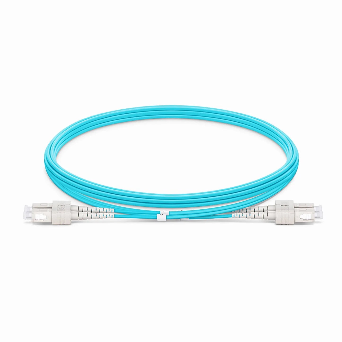 3m (10ft) Fiber Patch Cable, 2 Fibers, SC UPC Duplex to SC UPC Duplex, Multimode (OM4), Riser (OFNR), 1.6mm, Tight-Buffered, Aqua