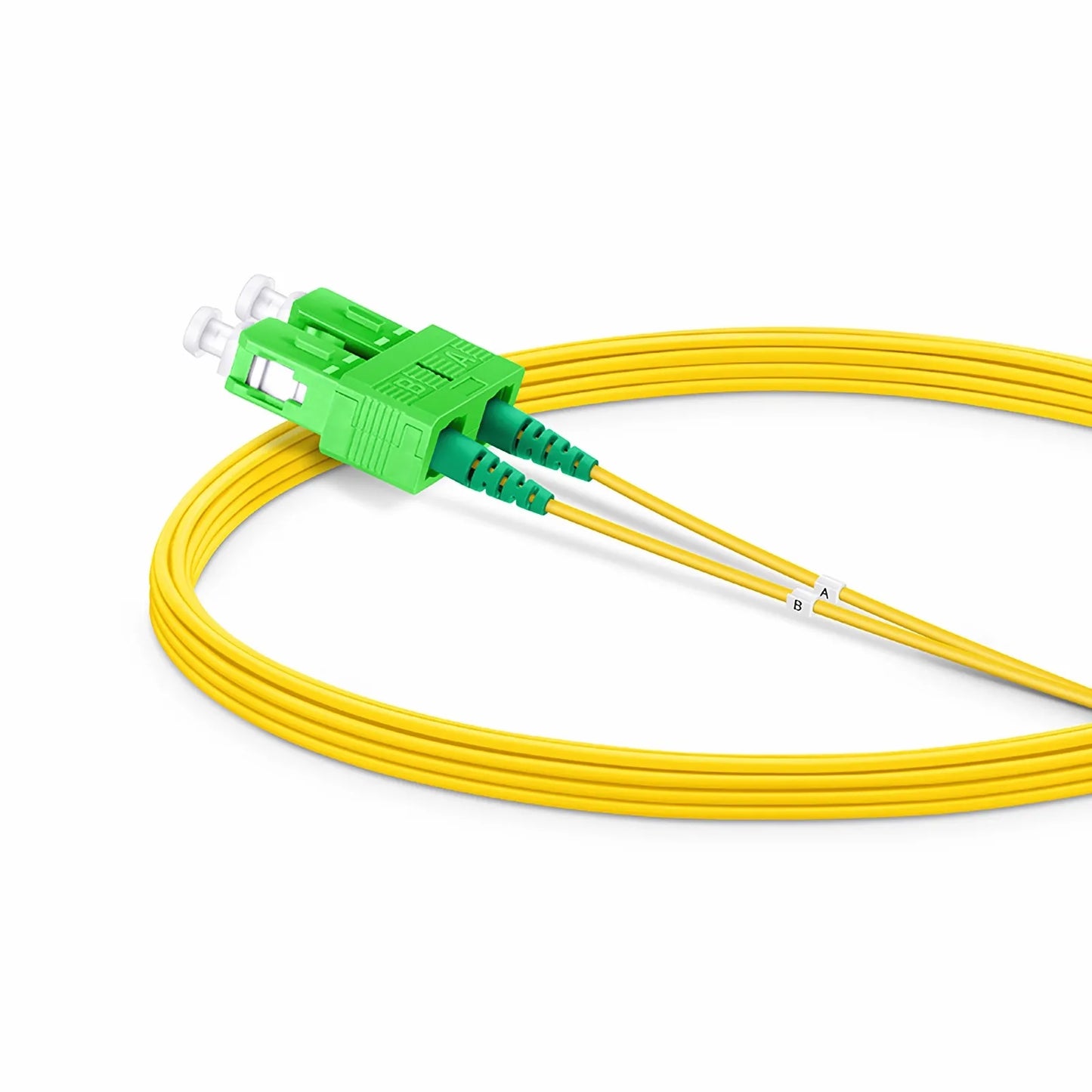 5m (16ft) Fiber Patch Cable, 2 Fibers, SC APC Duplex to SC APC Duplex, Single Mode (OS2), LSZH, 1.2mm, Tight-Buffered, Yellow