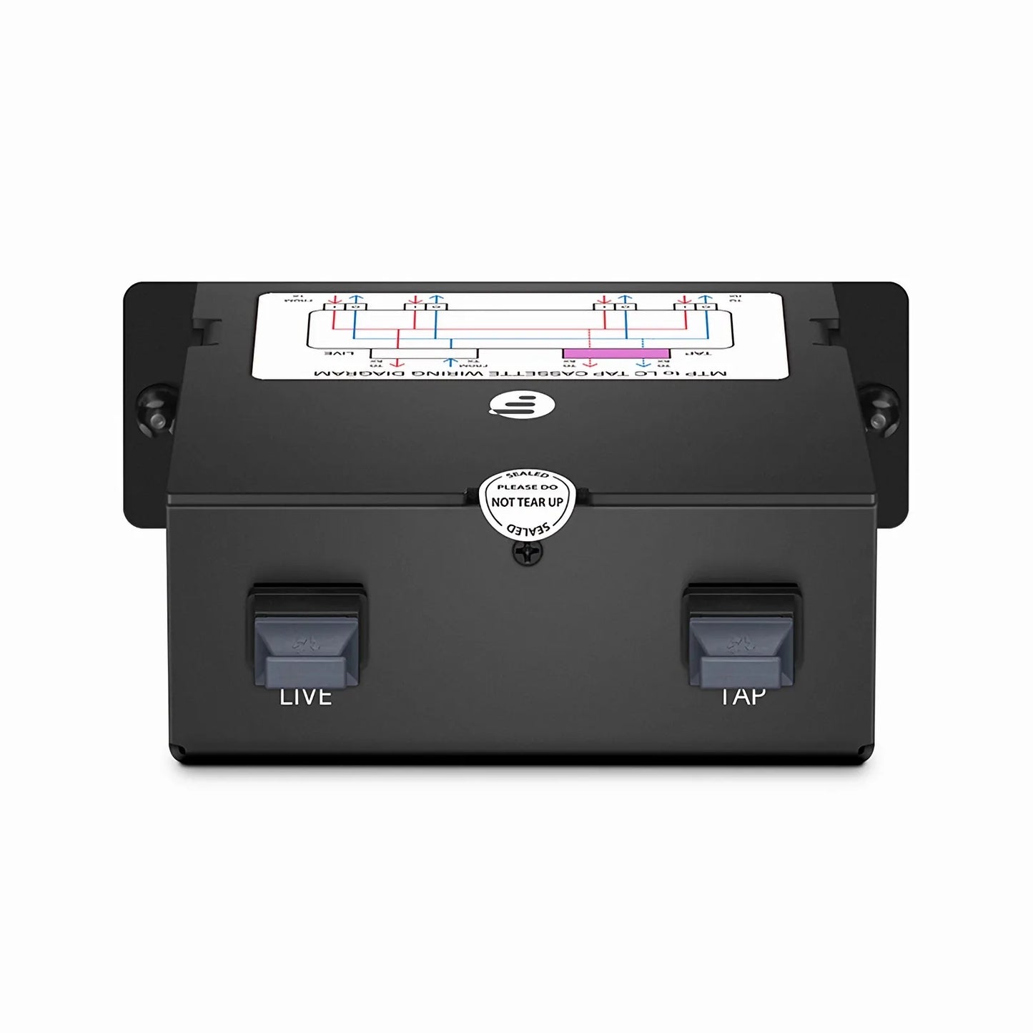 FHD™ MTP®-LC TAP Cassette, OS2 Single Mode, 4 x LC Duplex Live Ports, MTP®-8 Male Live Port, MTP®-8 Male TAP Port, 50/50 Split Ratio (Live/TAP), 10/40/100G