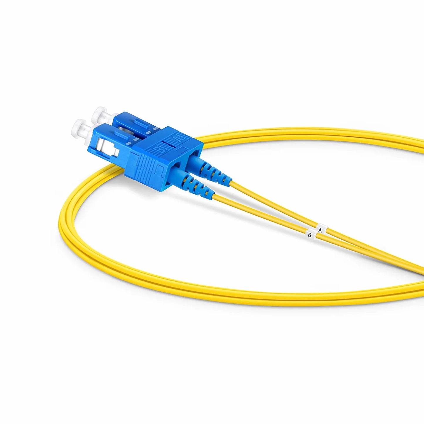 2m (7ft) Fiber Patch Cable, 2 Fibers, SC UPC Duplex to SC UPC Duplex, Single Mode (OS2), Riser (OFNR), 1.2mm, Tight-Buffered, Yellow