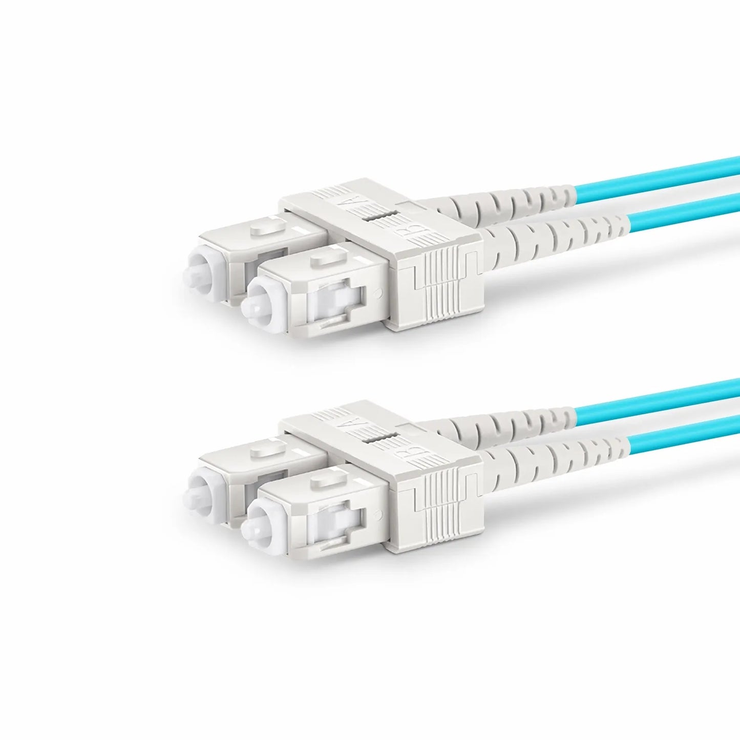2m (7ft) Fiber Patch Cable, 2 Fibers, SC UPC Duplex to SC UPC Duplex, Multimode (OM4), Riser (OFNR), 1.6mm, Tight-Buffered, Aqua
