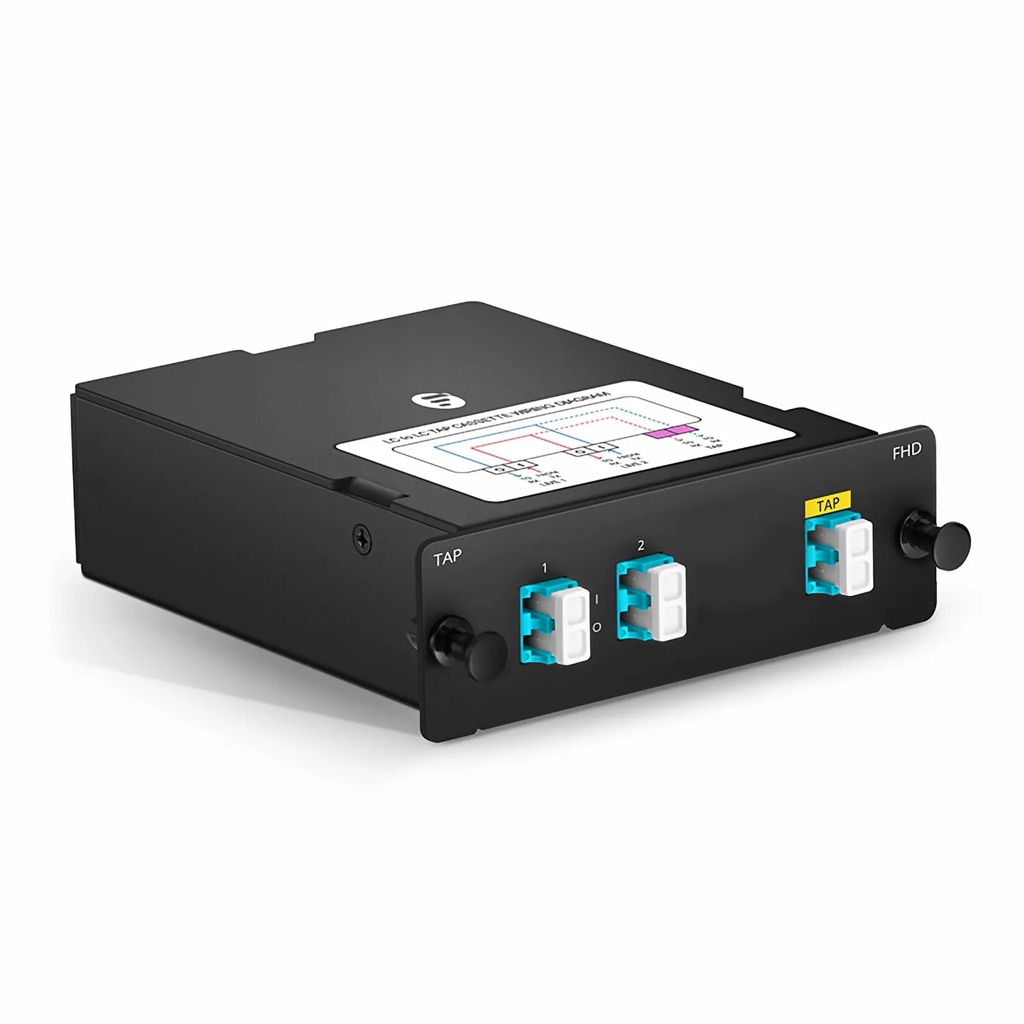 FHD™ LC TAP Cassette, OM4 Multimode, 2 x LC Duplex Live Ports, LC Duplex TAP Port, 50/50 Split Ratio (Live/TAP), 1/10/40/100G